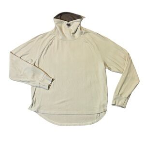 Varley womens M Medium beige solid viscose high neck stretch sweater EuC